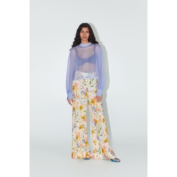 New Zara Shimmery Sheer Blouse (Sz: M) - Picture 1 of 8
